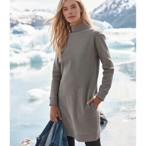 Garnet Hill Ribbed Mock Neck Knit Cocoon Dress Gray Size S